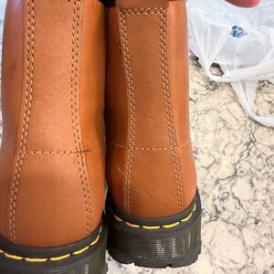 Dr. Martens Tan Leather Boots with Yellow Laces size 5 M nwt